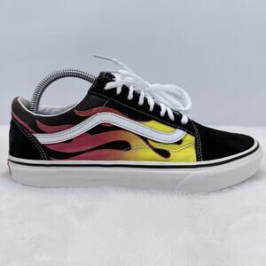 Vans Old Skool Flame Black Orange Mens Skate Shoes Sneakers Size 8.5